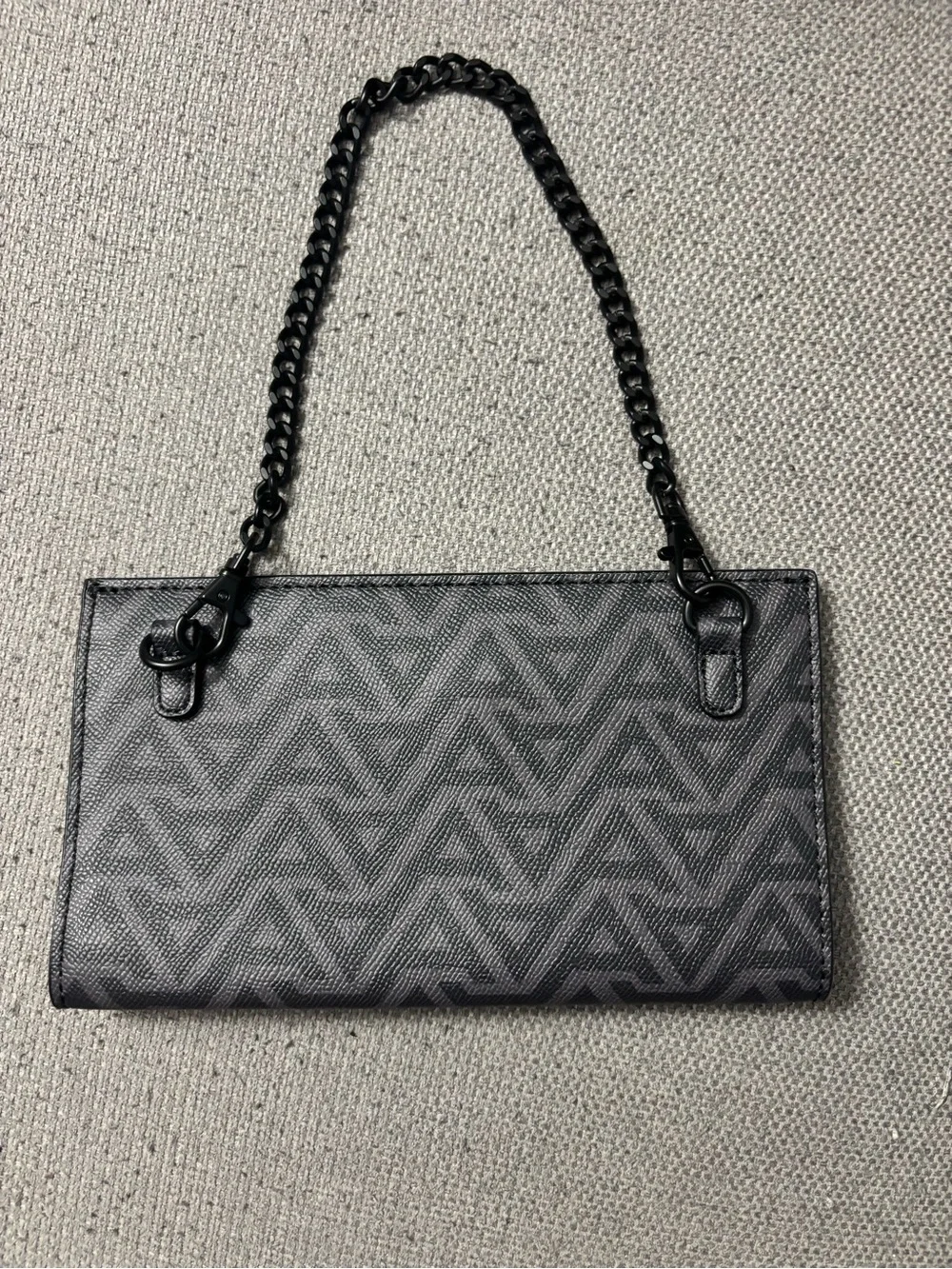 Aldo Black Patterned Chain-Handle Shoulder Bag